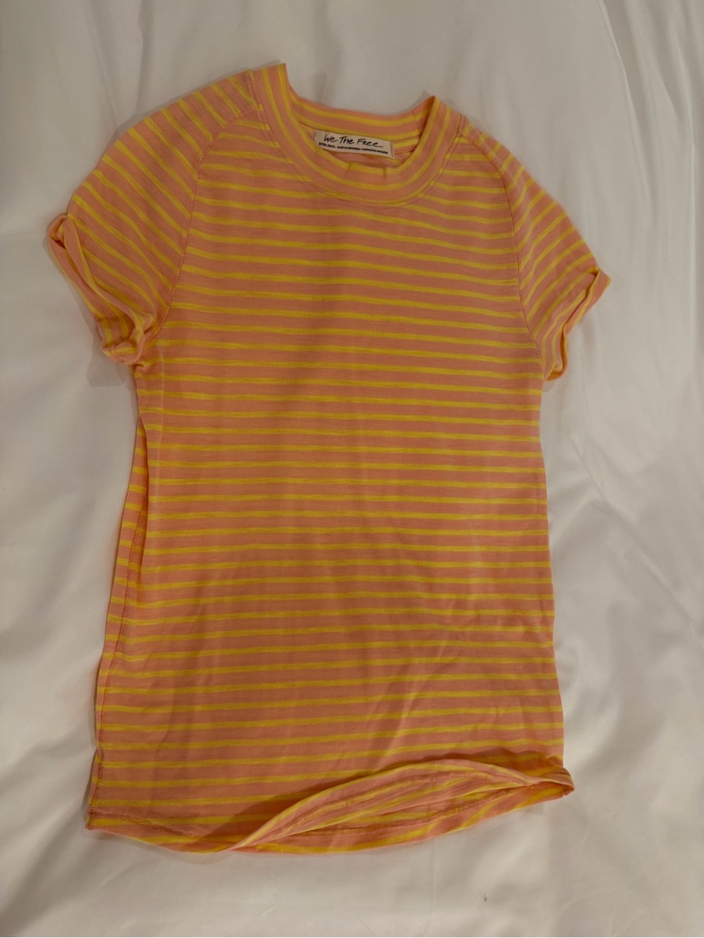 We The Free Pink and Yellow Striped baby tee